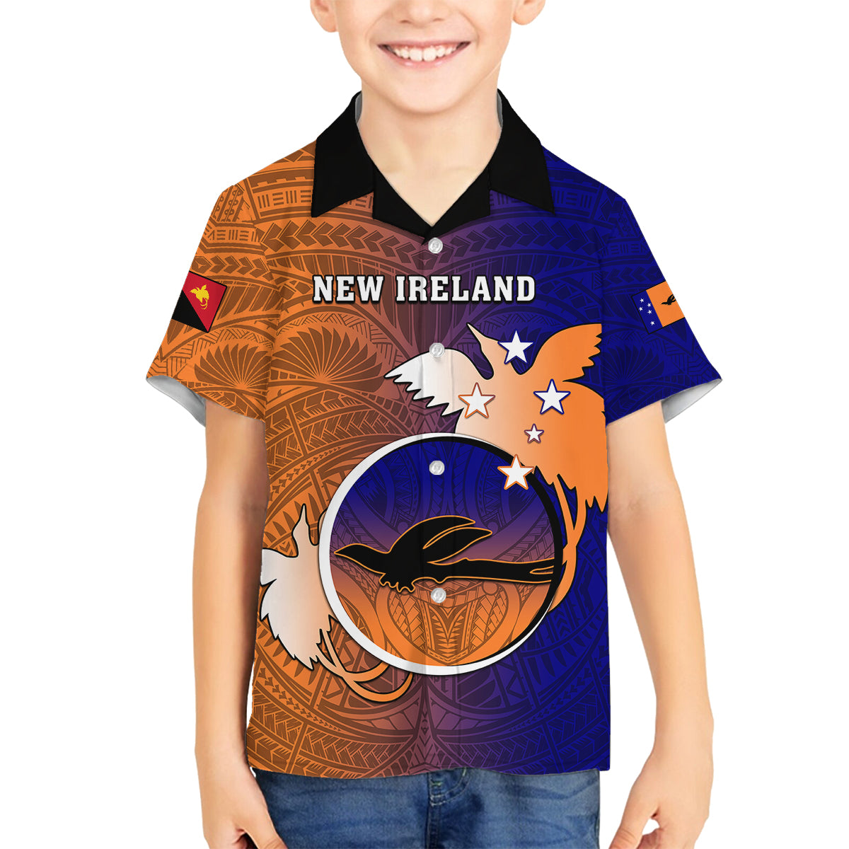 Personalized Papua New Guinea New Ireland Province Kid Hawaiian Shirt Mix Coat Of Arms Polynesian Pattern LT05 - Polynesian Pride