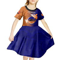 Personalized Papua New Guinea New Ireland Province Kid Short Sleeve Dress Mix Coat Of Arms Polynesian Pattern LT05 - Polynesian Pride