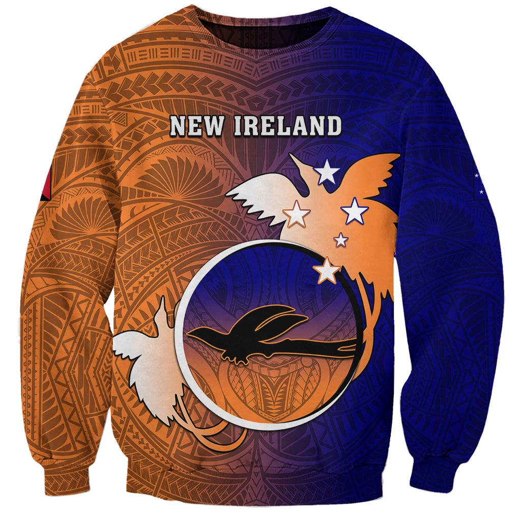 Personalized Papua New Guinea New Ireland Province Sweatshirt Mix Coat Of Arms Polynesian Pattern LT05 Unisex Blue - Polynesian Pride