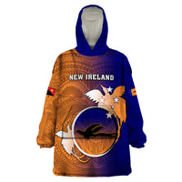 Personalized Papua New Guinea New Ireland Province Wearable Blanket Hoodie Mix Coat Of Arms Polynesian Pattern LT05 One Size Blue - Polynesian Pride