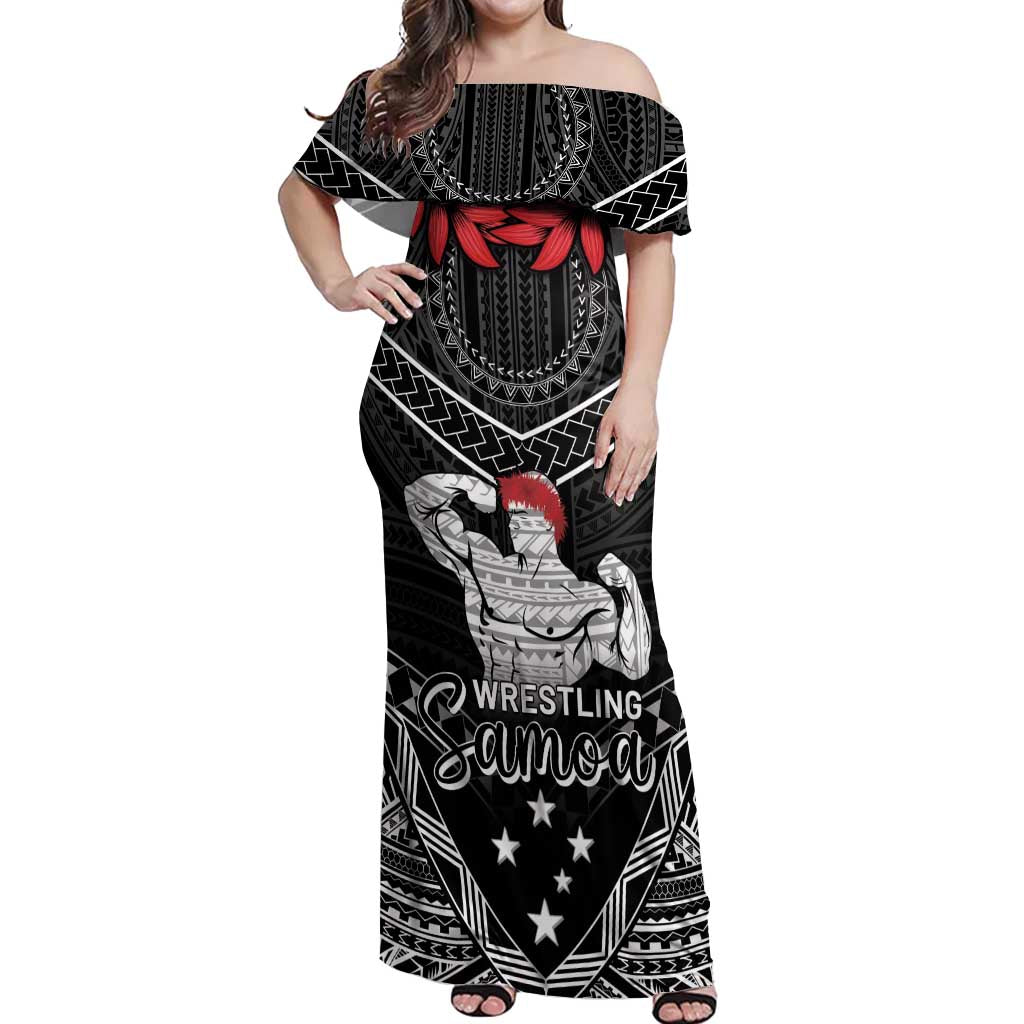 Custom Samoa Wrestling Off Shoulder Maxi Dress Samoan Wrestler Ulafala Style