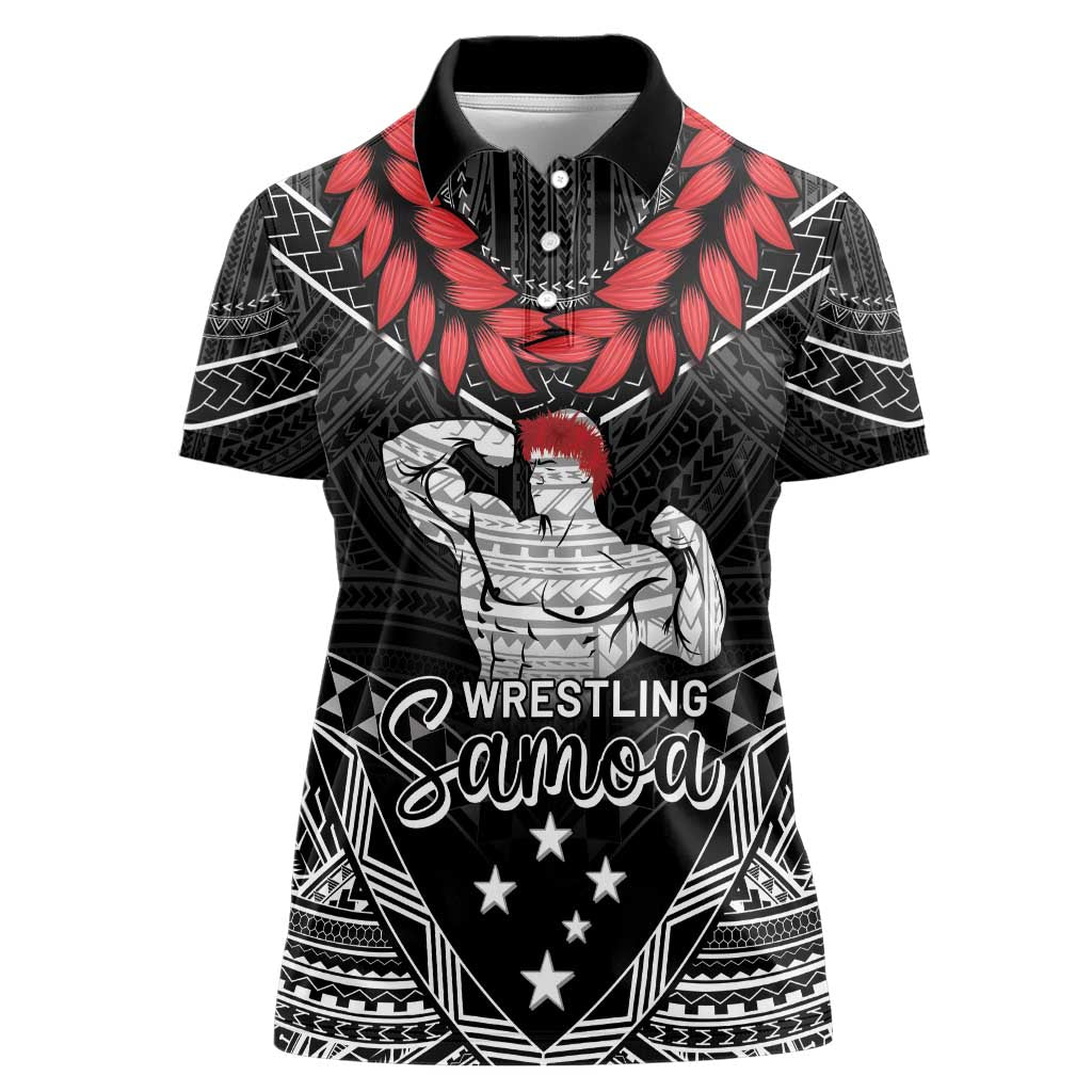 Custom Samoa Wrestling Women Polo Shirt Samoan Wrestler Ulafala Style