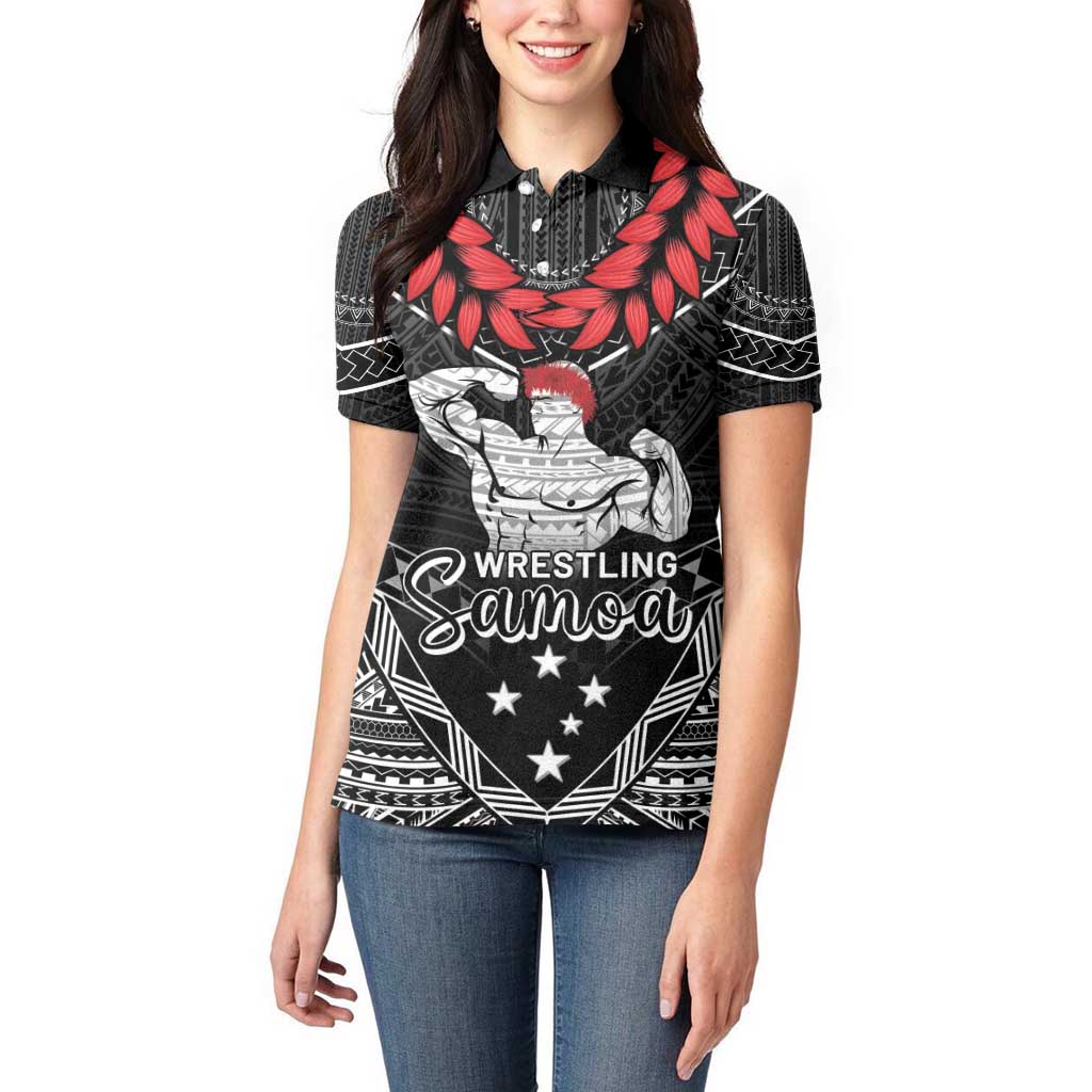 Custom Samoa Wrestling Women Polo Shirt Samoan Wrestler Ulafala Style