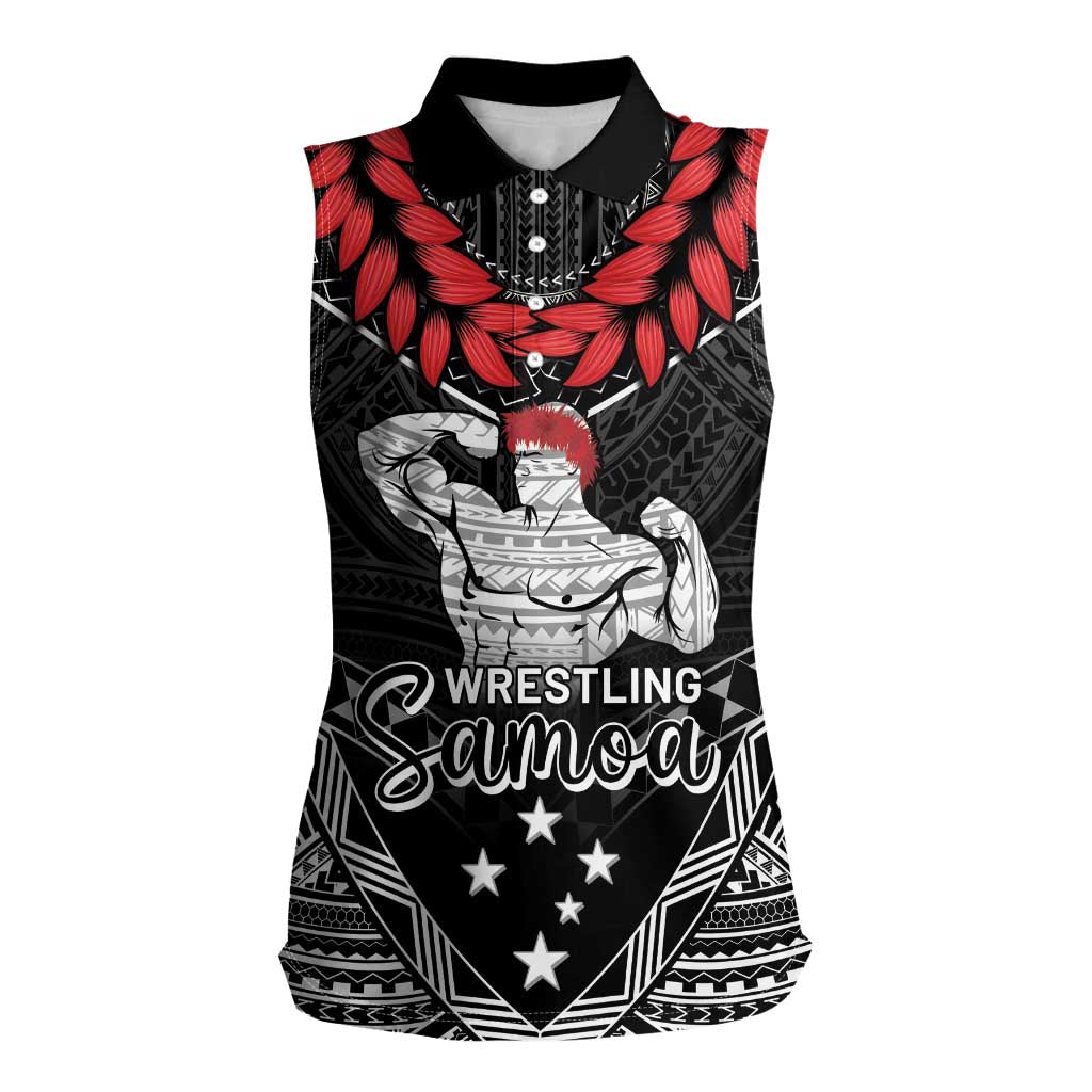 Custom Samoa Wrestling Women Sleeveless Polo Shirt Samoan Wrestler Ulafala Style