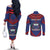 Personalised FAST Party Samoa Couples Matching Off The Shoulder Long Sleeve Dress and Long Sleeve Button Shirt Samoan Coat Of Arms Ulafala Style