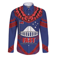 Personalised FAST Party Samoa Family Matching Off The Shoulder Long Sleeve Dress and Hawaiian Shirt Samoan Coat Of Arms Ulafala Style