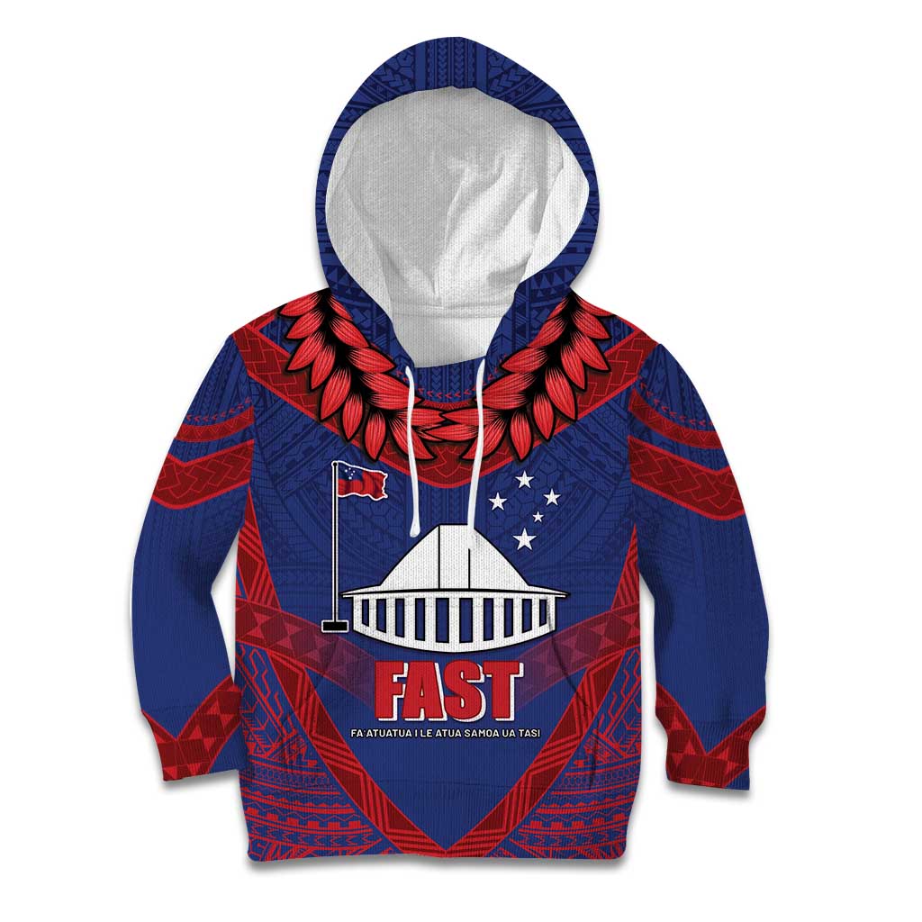 Personalised FAST Party Samoa Kid Hoodie Samoan Coat Of Arms Ulafala Style