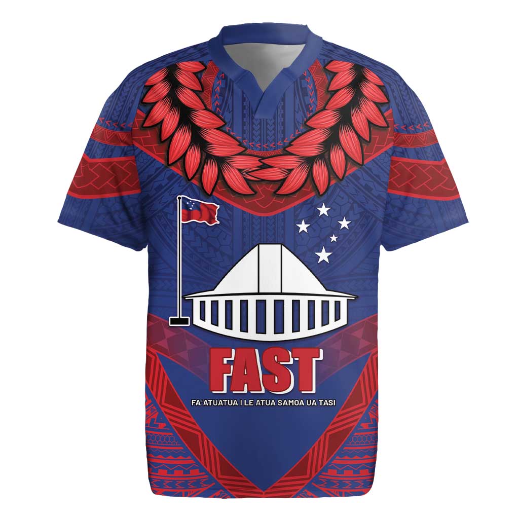 Personalised FAST Party Samoa Rugby Jersey Samoan Coat Of Arms Ulafala Style