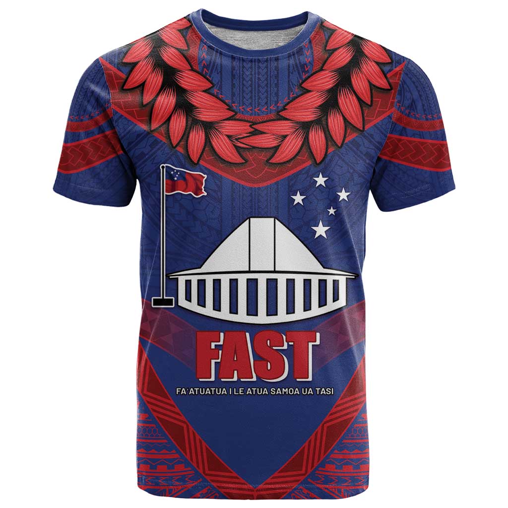 Personalised FAST Party Samoa T Shirt Samoan Coat Of Arms Ulafala Style