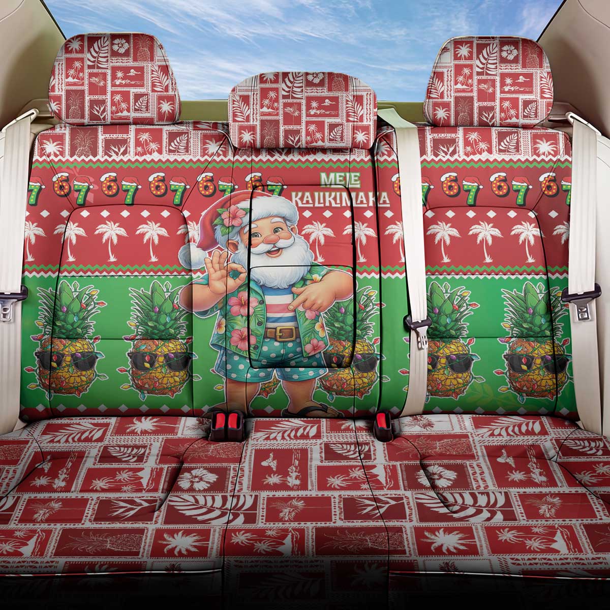 Mele Kalikimaka Hawaii Christmas Back Car Seat Cover Funny Santa 67 Gen Alpha Slang - Polynesian Pride