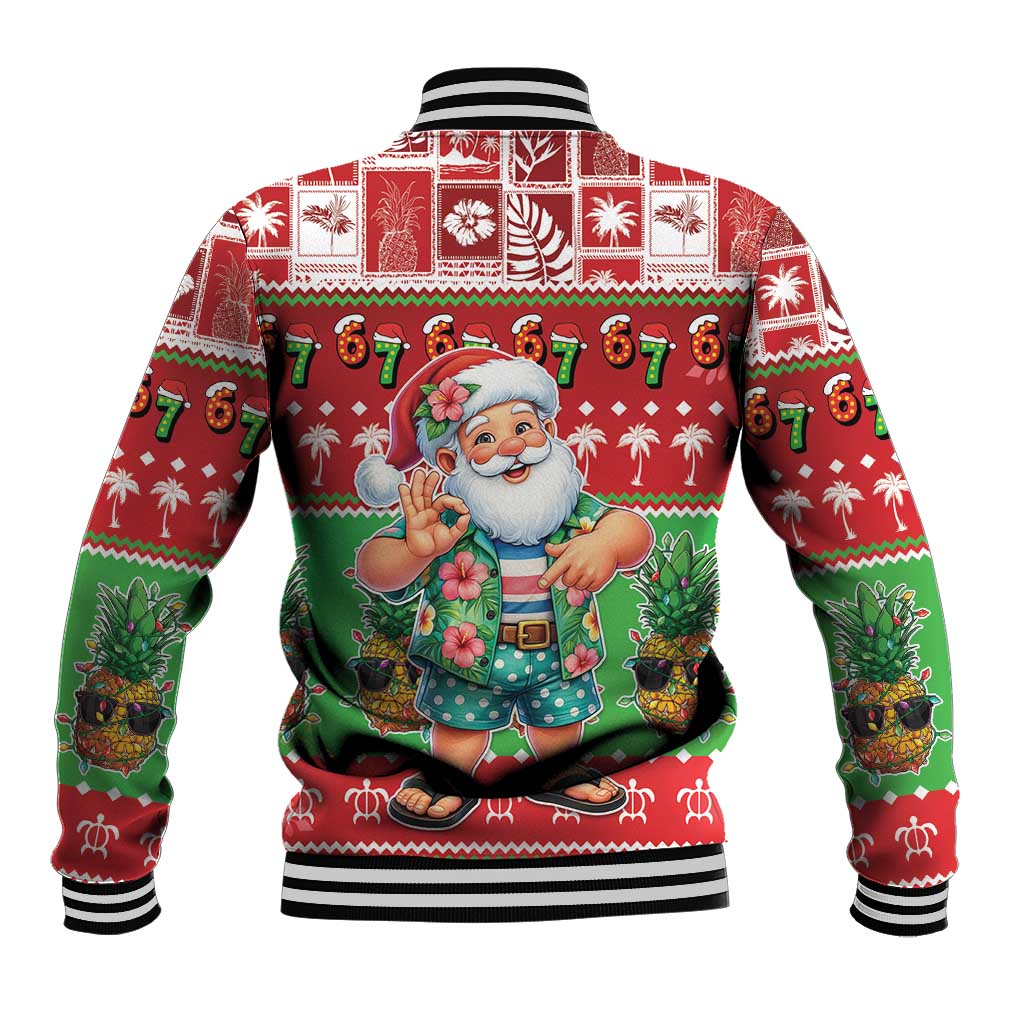 Mele Kalikimaka Hawaii Christmas Baseball Jacket Funny Santa 67 Gen Alpha Slang - Polynesian Pride
