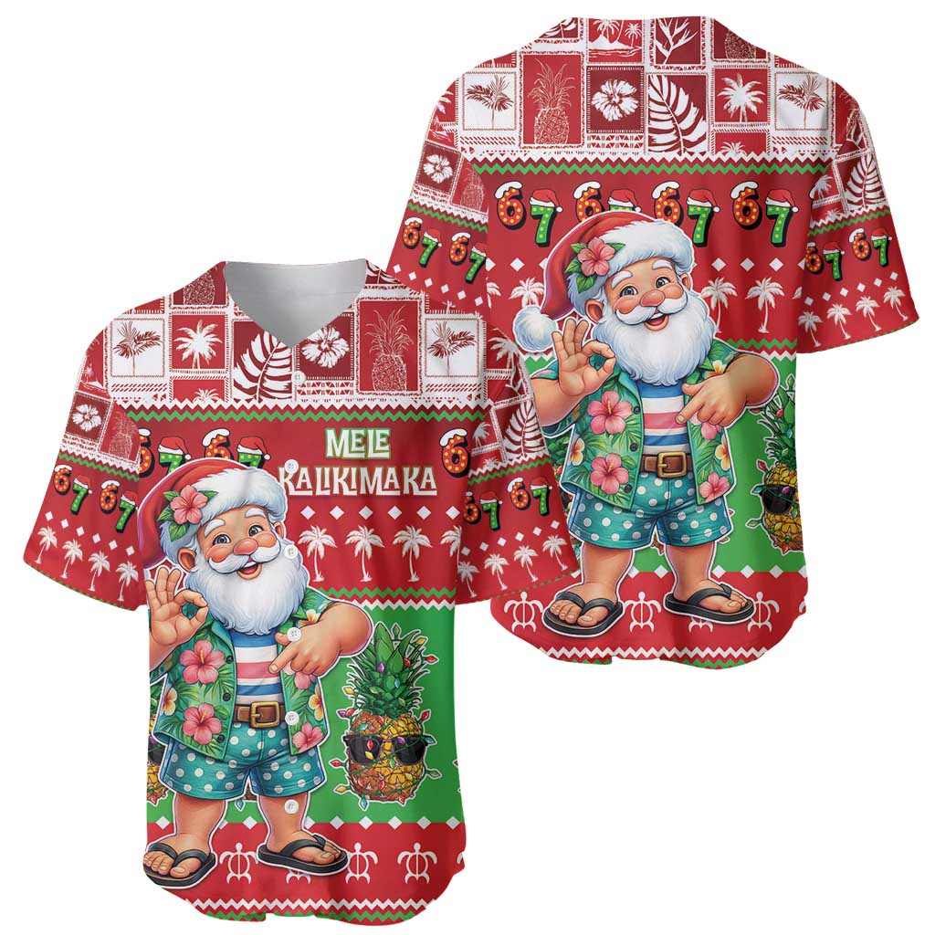 Mele Kalikimaka Hawaii Christmas Baseball Jersey Funny Santa 67 Gen Alpha Slang - Polynesian Pride
