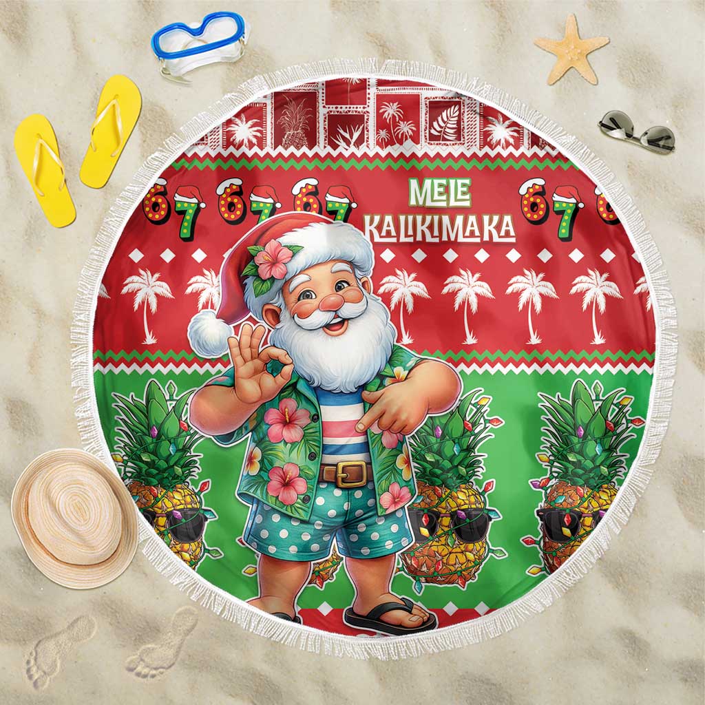 Mele Kalikimaka Hawaii Christmas Beach Blanket Funny Santa 67 Gen Alpha Slang - Polynesian Pride