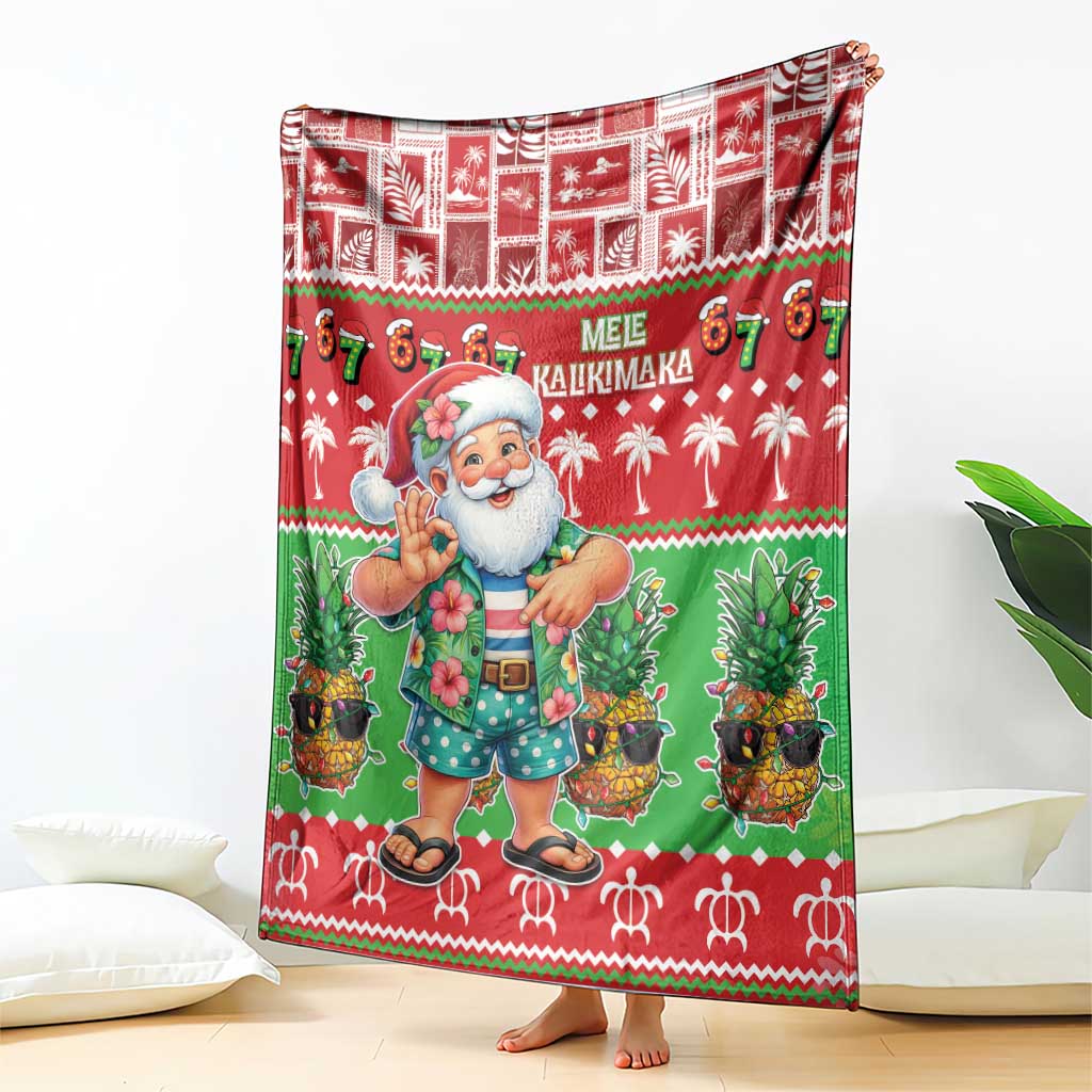 Mele Kalikimaka Hawaii Christmas Blanket Funny Santa 67 Gen Alpha Slang - Polynesian Pride
