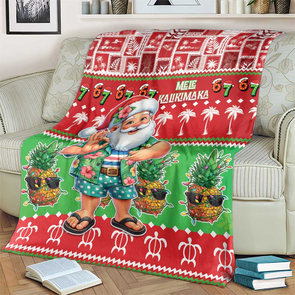Mele Kalikimaka Hawaii Christmas Blanket Funny Santa 67 Gen Alpha Slang - Polynesian Pride