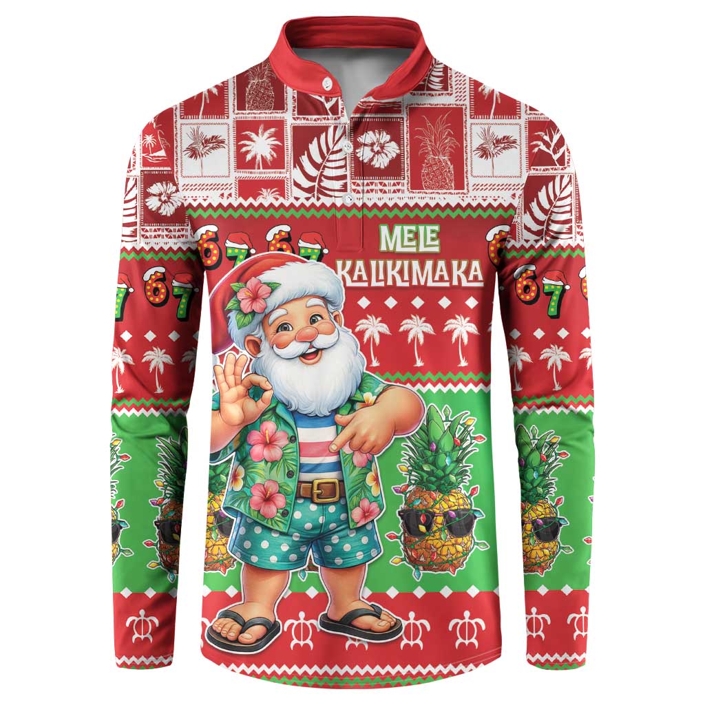 Mele Kalikimaka Hawaii Christmas Button Sweatshirt Funny Santa 67 Gen Alpha Slang - Polynesian Pride