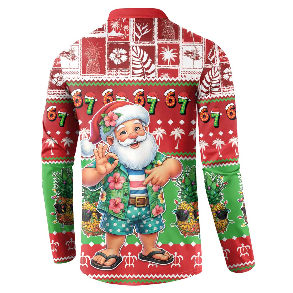 Mele Kalikimaka Hawaii Christmas Button Sweatshirt Funny Santa 67 Gen Alpha Slang - Polynesian Pride