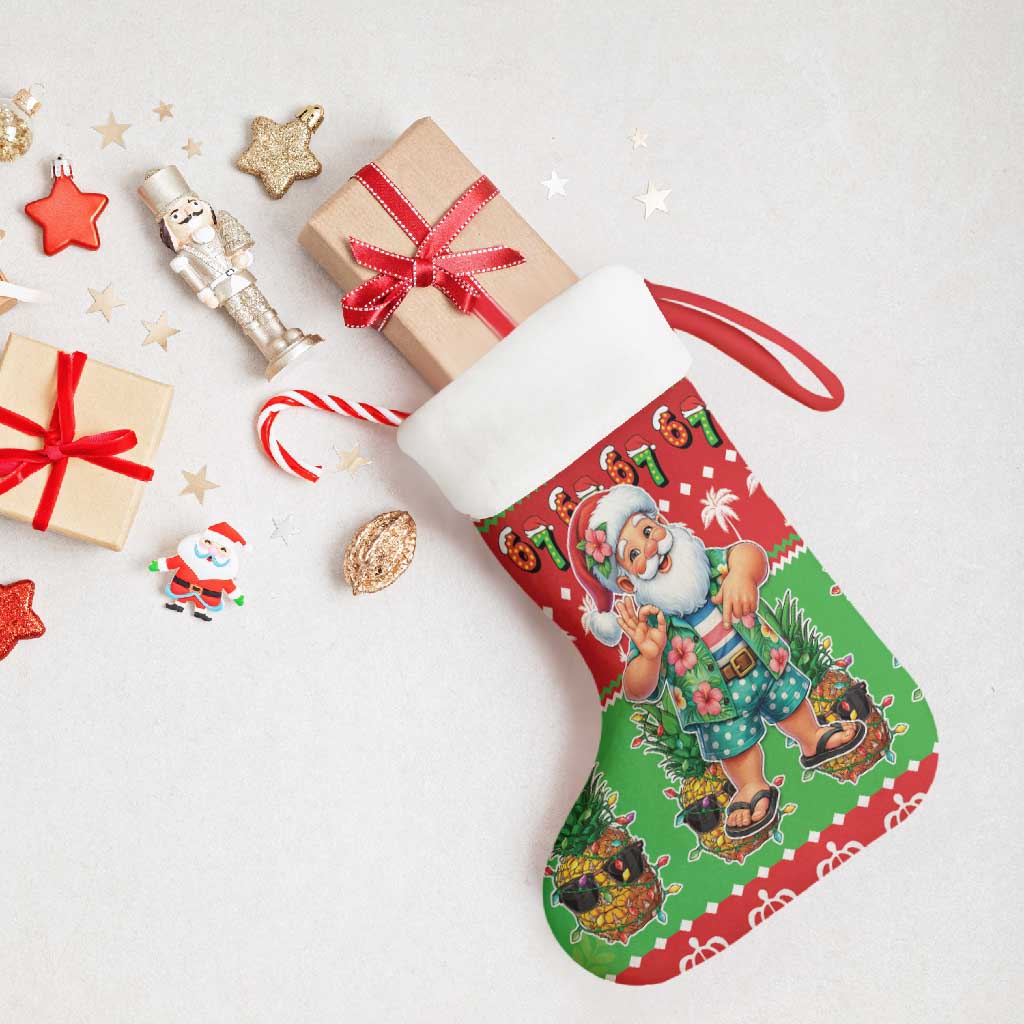 Mele Kalikimaka Hawaii Christmas Stocking Funny Santa 67 Gen Alpha Slang - Polynesian Pride