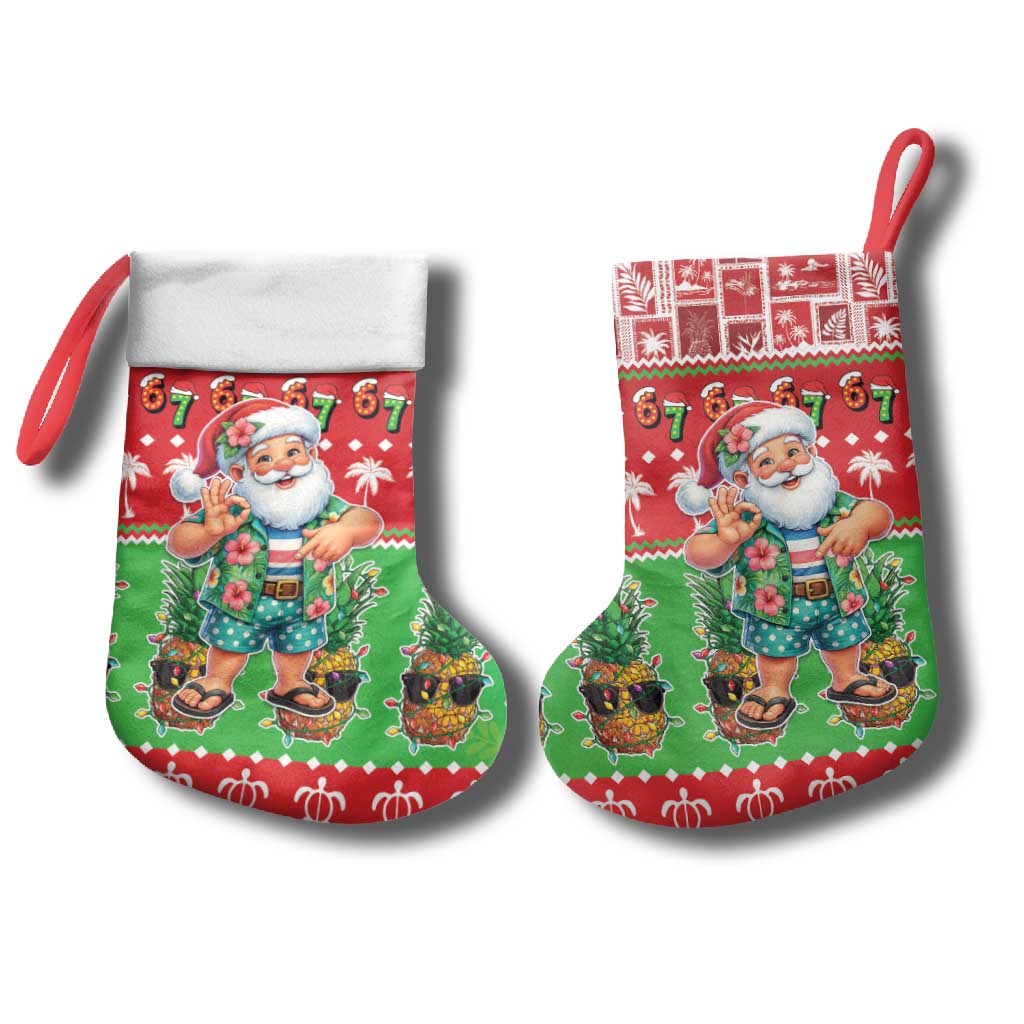 Mele Kalikimaka Hawaii Christmas Stocking Funny Santa 67 Gen Alpha Slang - Polynesian Pride