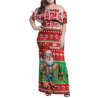 Mele Kalikimaka Hawaii Christmas Family Matching Off Shoulder Maxi Dress and Hawaiian Shirt Funny Santa 67 Gen Alpha Slang - Polynesian Pride