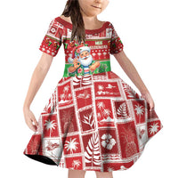 Mele Kalikimaka Hawaii Christmas Family Matching Off Shoulder Short Dress and Hawaiian Shirt Funny Santa 67 Gen Alpha Slang - Polynesian Pride
