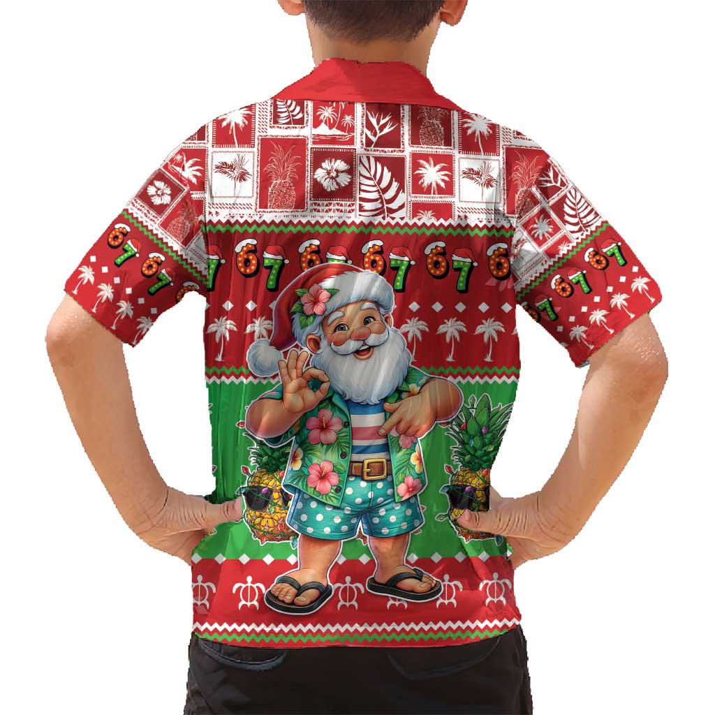 Mele Kalikimaka Hawaii Christmas Family Matching Puletasi and Hawaiian Shirt Funny Santa 67 Gen Alpha Slang - Polynesian Pride