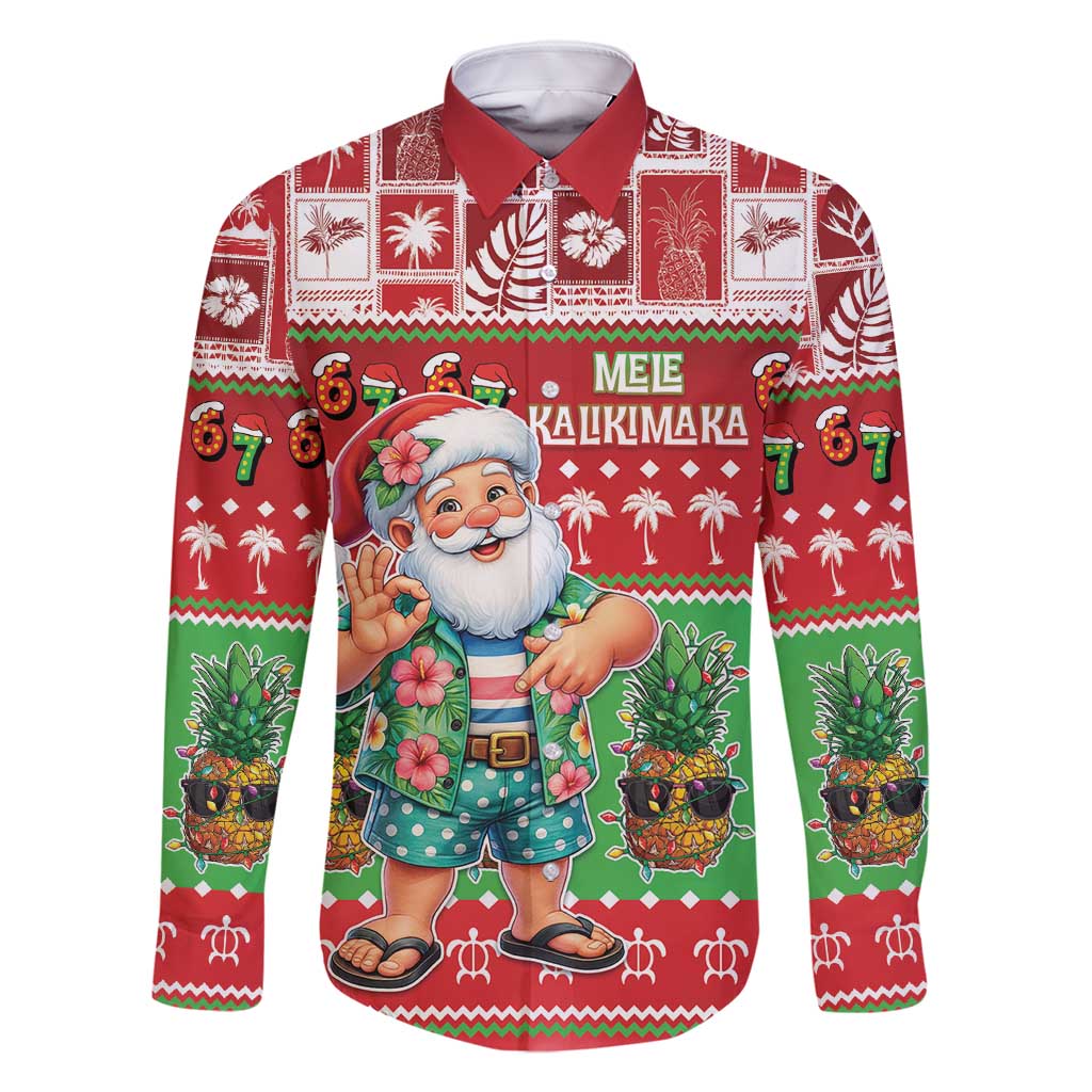 Mele Kalikimaka Hawaii Christmas Family Matching Summer Maxi Dress and Hawaiian Shirt Funny Santa 67 Gen Alpha Slang - Polynesian Pride