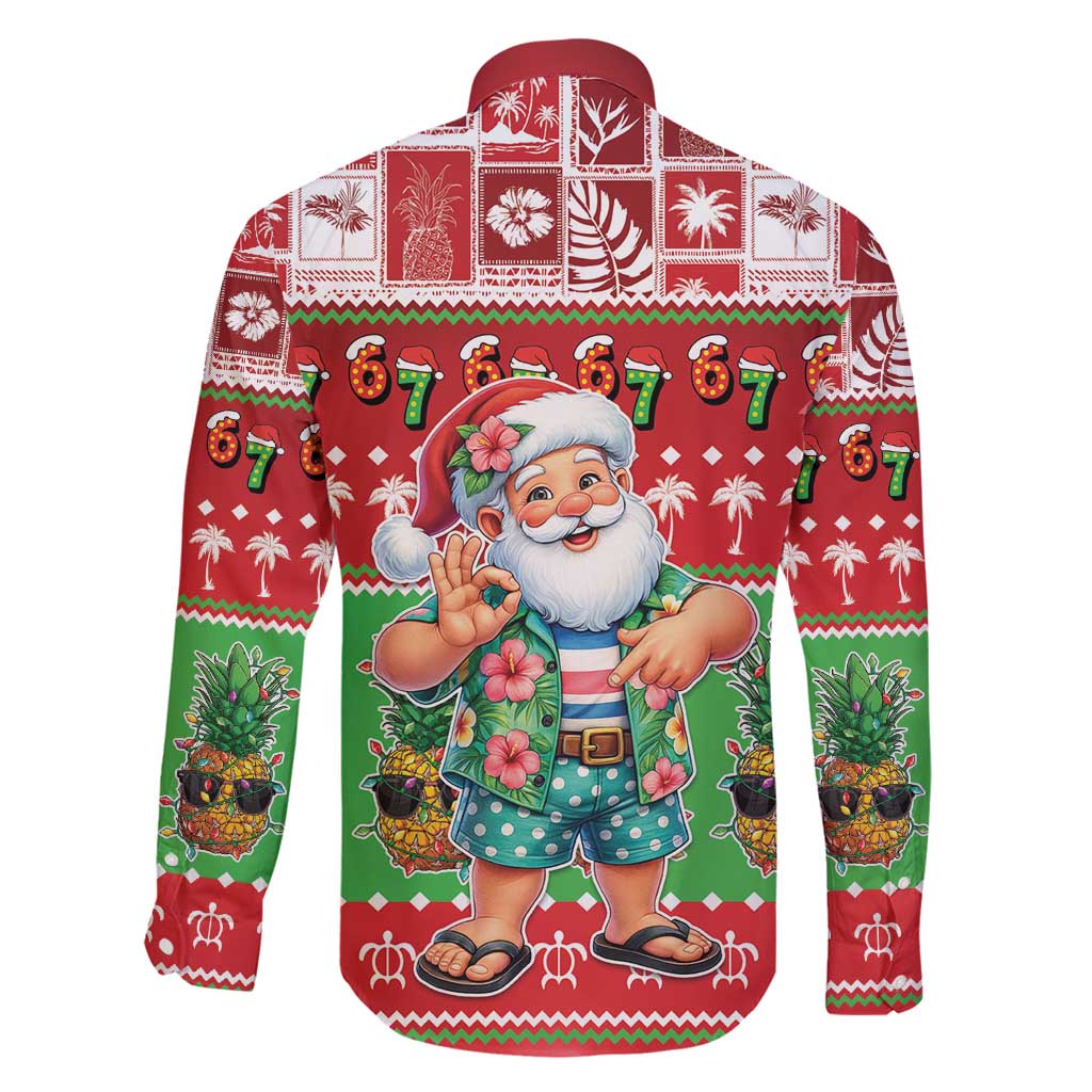 Mele Kalikimaka Hawaii Christmas Family Matching Summer Maxi Dress and Hawaiian Shirt Funny Santa 67 Gen Alpha Slang - Polynesian Pride