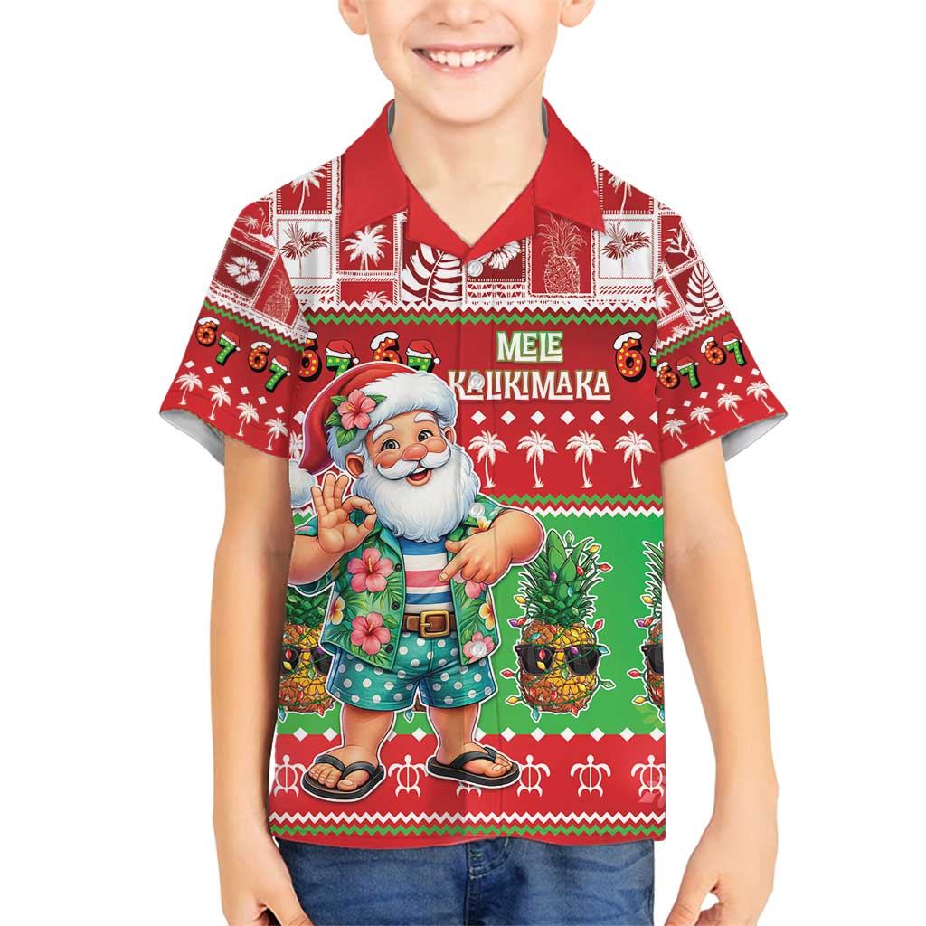 Mele Kalikimaka Hawaii Christmas Family Matching Summer Maxi Dress and Hawaiian Shirt Funny Santa 67 Gen Alpha Slang - Polynesian Pride