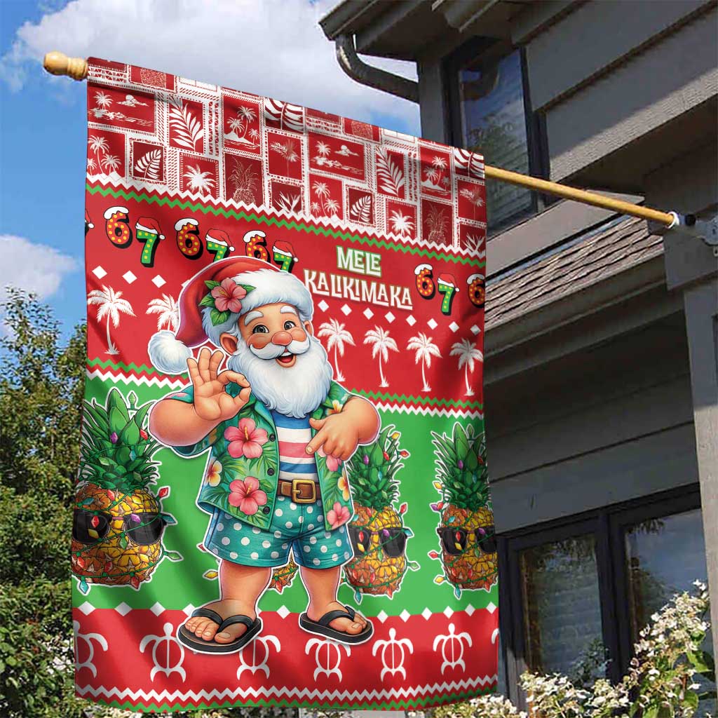 Mele Kalikimaka Hawaii Christmas Garden Flag Funny Santa 67 Gen Alpha Slang - Polynesian Pride