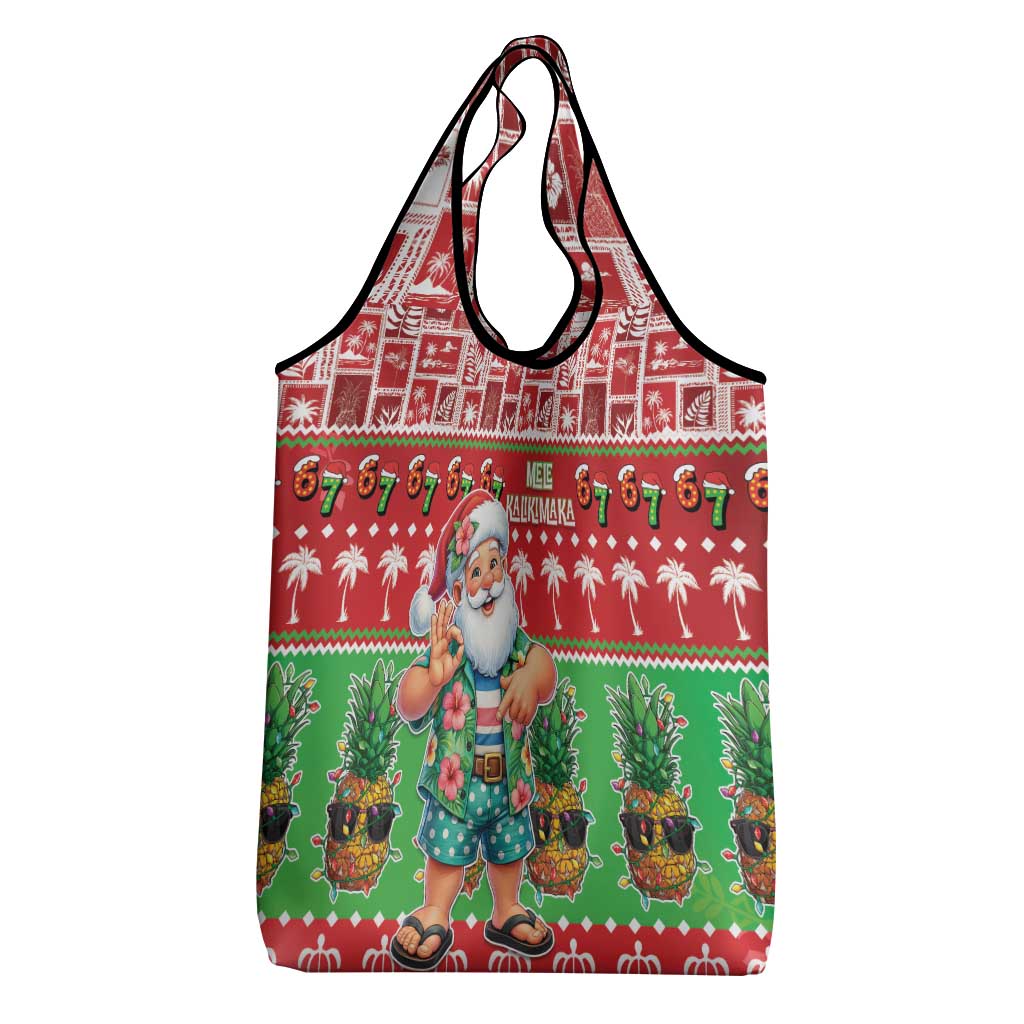 Mele Kalikimaka Hawaii Christmas Grocery Bag Funny Santa 67 Gen Alpha Slang - Polynesian Pride