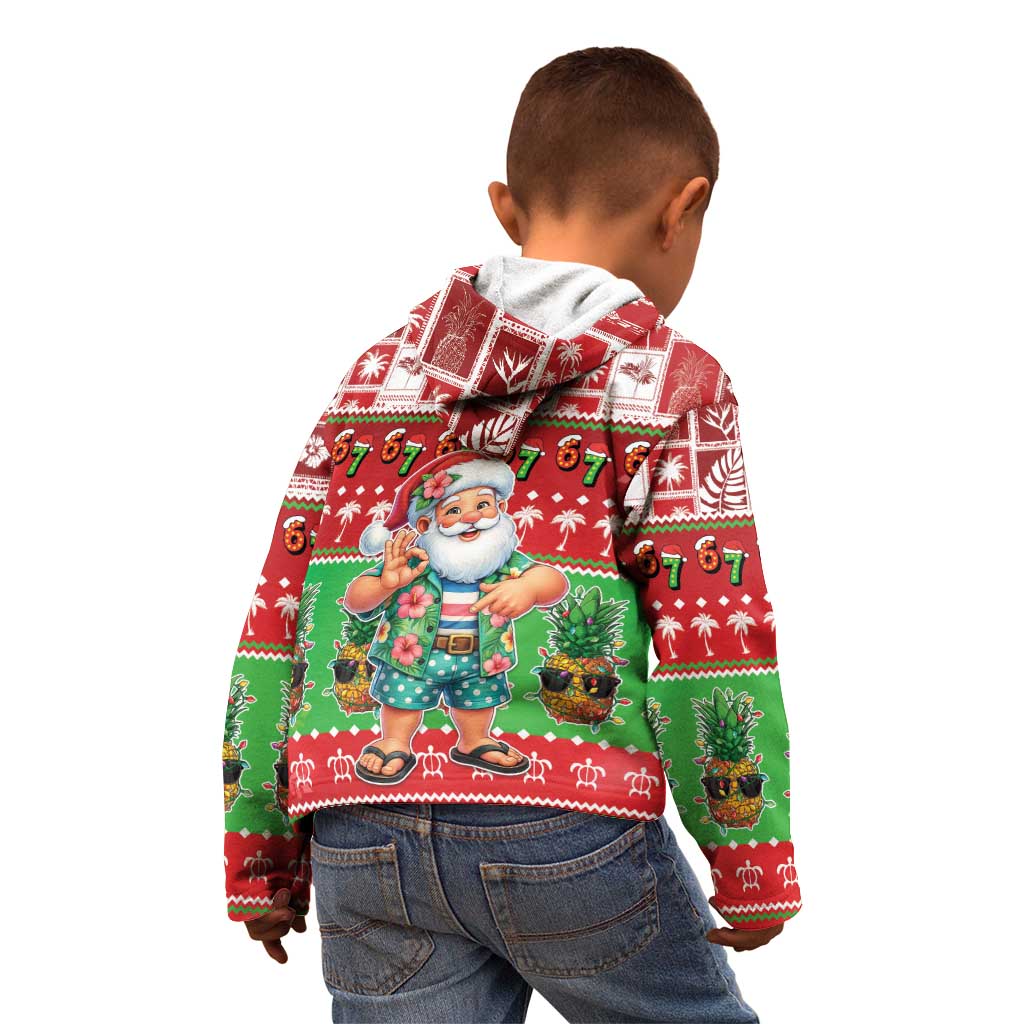 Mele Kalikimaka Hawaii Christmas Kid Hoodie Funny Santa 67 Gen Alpha Slang - Polynesian Pride