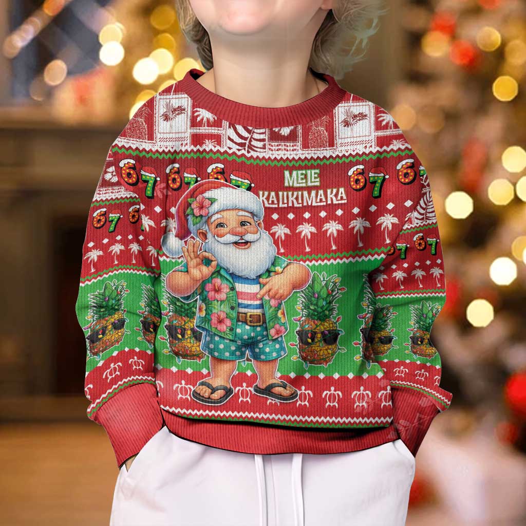 Mele Kalikimaka Hawaii Christmas Kid Ugly Christmas Sweater Funny Santa 67 Gen Alpha Slang - Polynesian Pride