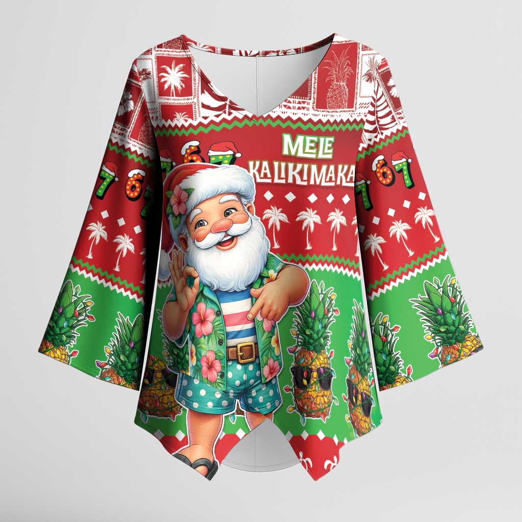 Mele Kalikimaka Hawaii Christmas Kimono Sleeve Blouse Funny Santa 67 Gen Alpha Slang - Polynesian Pride
