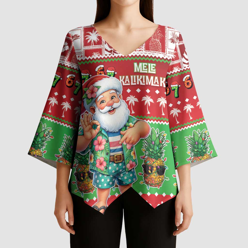 Mele Kalikimaka Hawaii Christmas Kimono Sleeve Blouse Funny Santa 67 Gen Alpha Slang - Polynesian Pride