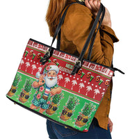 Mele Kalikimaka Hawaii Christmas Leather Tote Bag Funny Santa 67 Gen Alpha Slang - Polynesian Pride