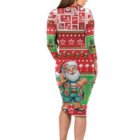 Mele Kalikimaka Hawaii Christmas Long Sleeve Bodycon Dress Funny Santa 67 Gen Alpha Slang - Polynesian Pride