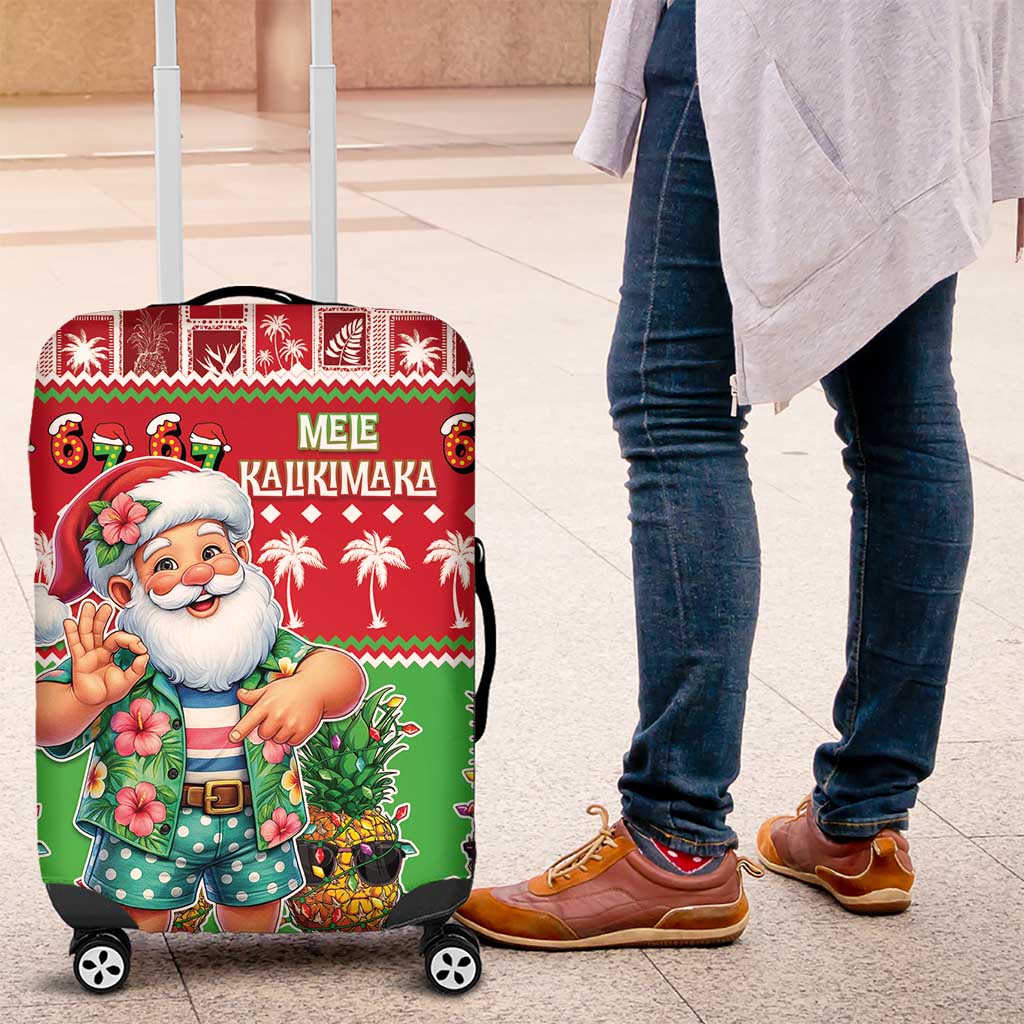 Mele Kalikimaka Hawaii Christmas Luggage Cover Funny Santa 67 Gen Alpha Slang - Polynesian Pride