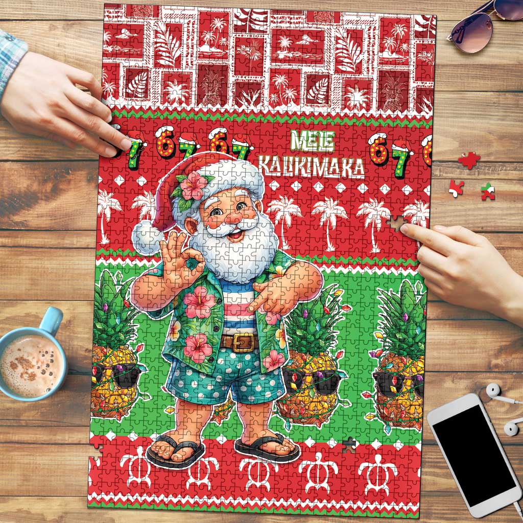 Mele Kalikimaka Hawaii Christmas Puzzle Funny Santa 67 Gen Alpha Slang - Polynesian Pride
