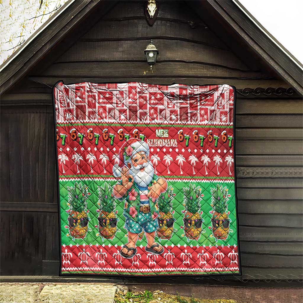 Mele Kalikimaka Hawaii Christmas Quilt Funny Santa 67 Gen Alpha Slang - Polynesian Pride