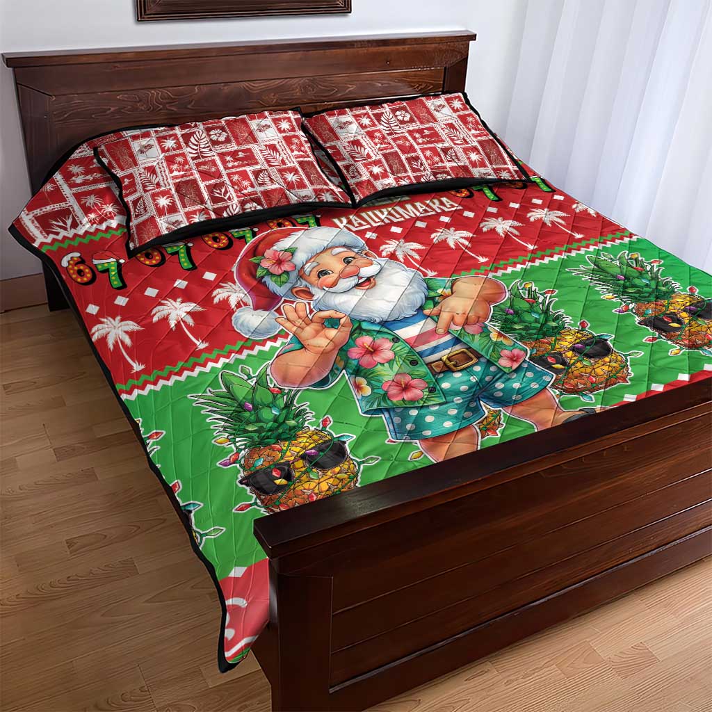 Mele Kalikimaka Hawaii Christmas Quilt Bed Set Funny Santa 67 Gen Alpha Slang - Polynesian Pride