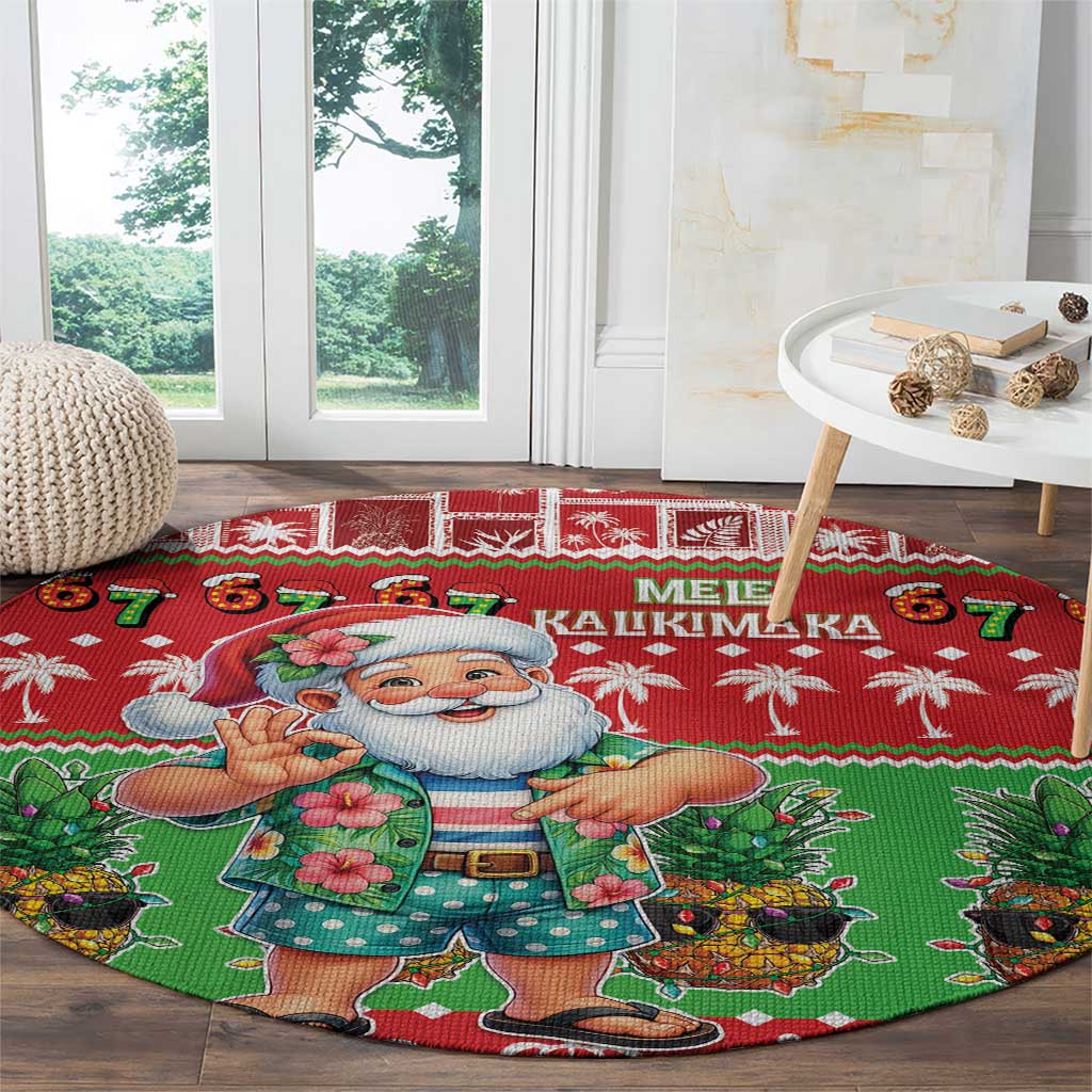 Mele Kalikimaka Hawaii Christmas Round Carpet Funny Santa 67 Gen Alpha Slang - Polynesian Pride