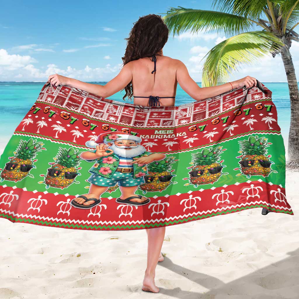 Mele Kalikimaka Hawaii Christmas Sarong Funny Santa 67 Gen Alpha Slang - Polynesian Pride