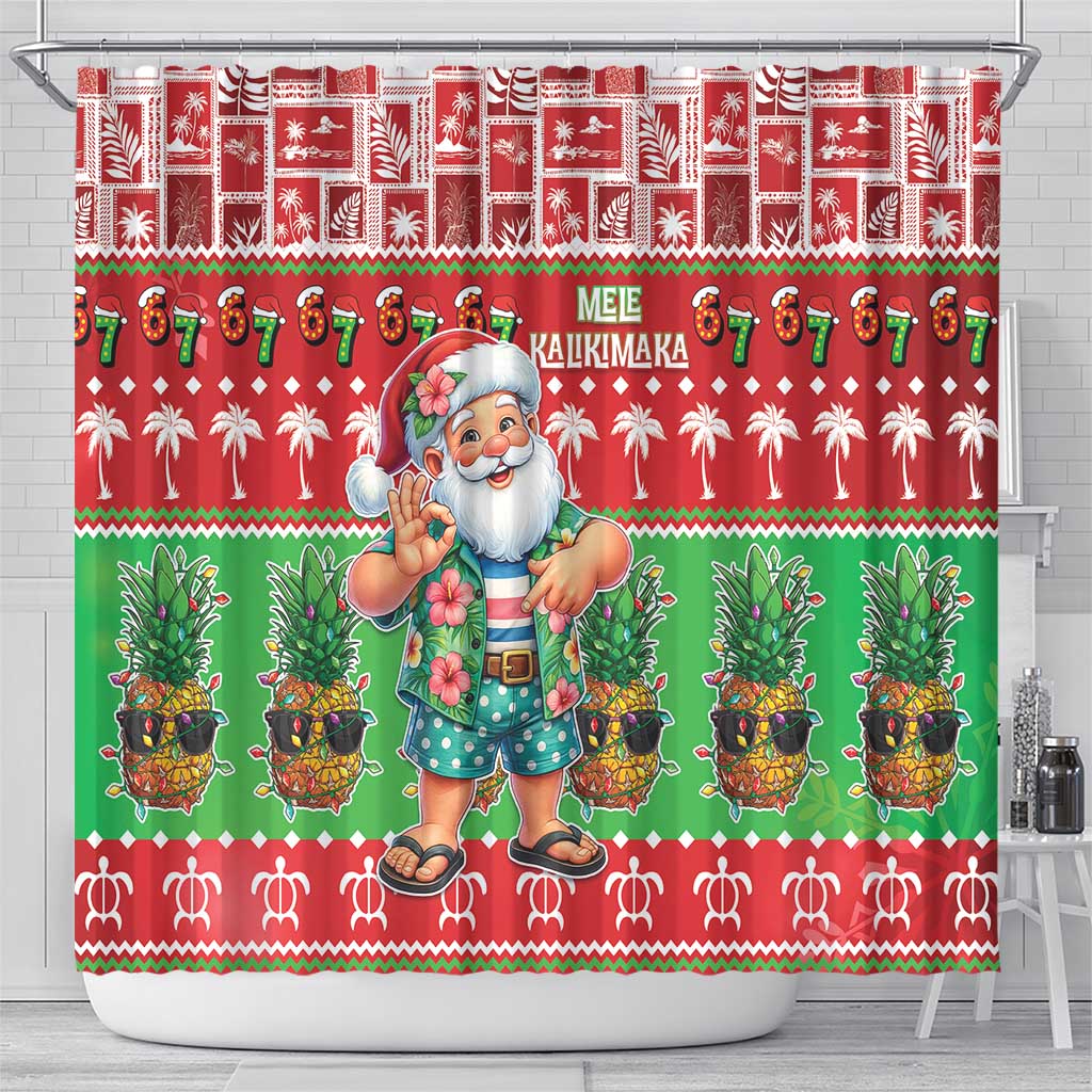 Mele Kalikimaka Hawaii Christmas Shower Curtain Funny Santa 67 Gen Alpha Slang - Polynesian Pride