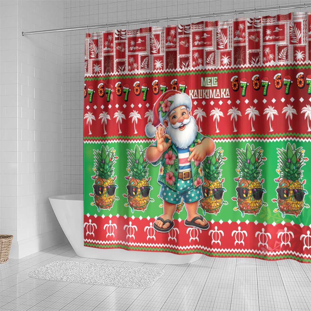 Mele Kalikimaka Hawaii Christmas Shower Curtain Funny Santa 67 Gen Alpha Slang - Polynesian Pride