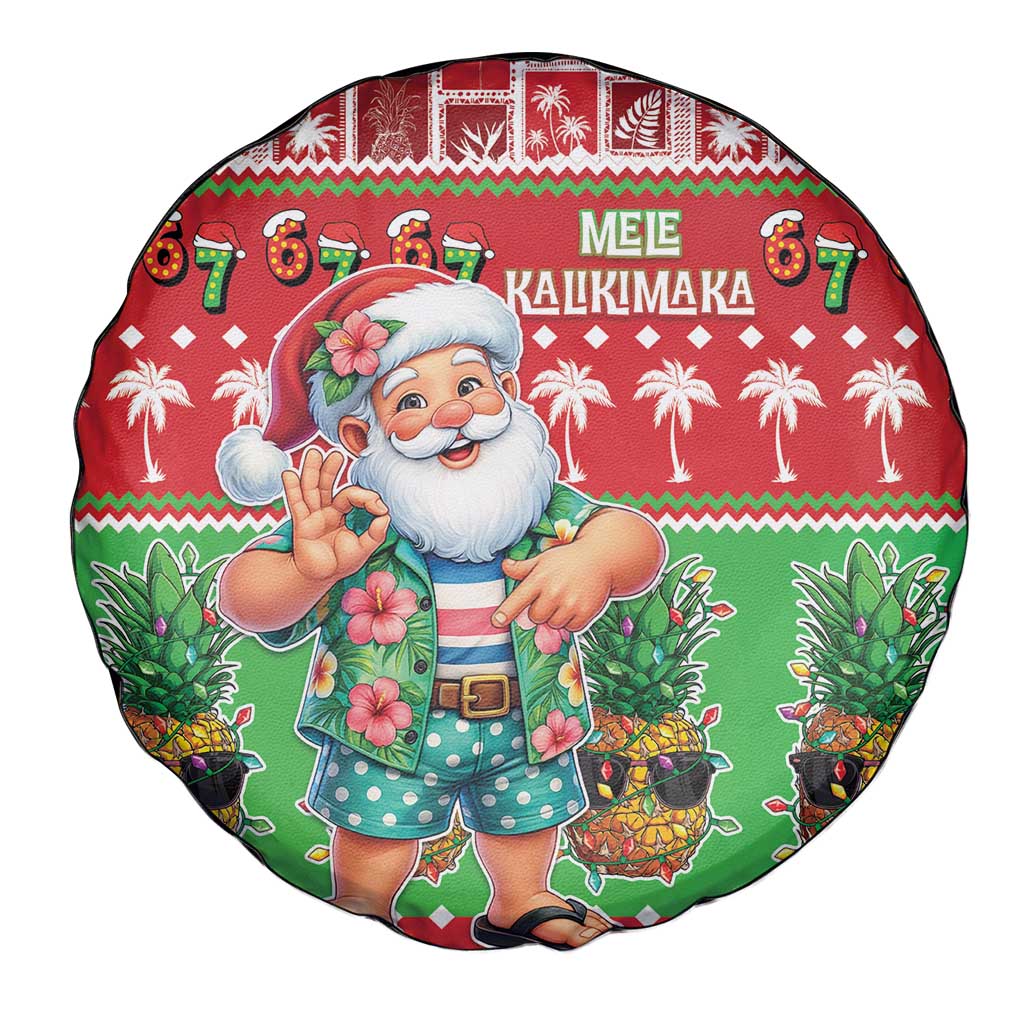 Mele Kalikimaka Hawaii Christmas Spare Tire Cover Funny Santa 67 Gen Alpha Slang - Polynesian Pride
