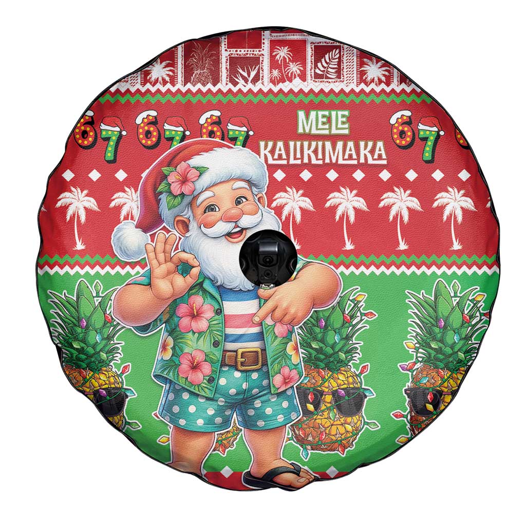 Mele Kalikimaka Hawaii Christmas Spare Tire Cover Funny Santa 67 Gen Alpha Slang - Polynesian Pride