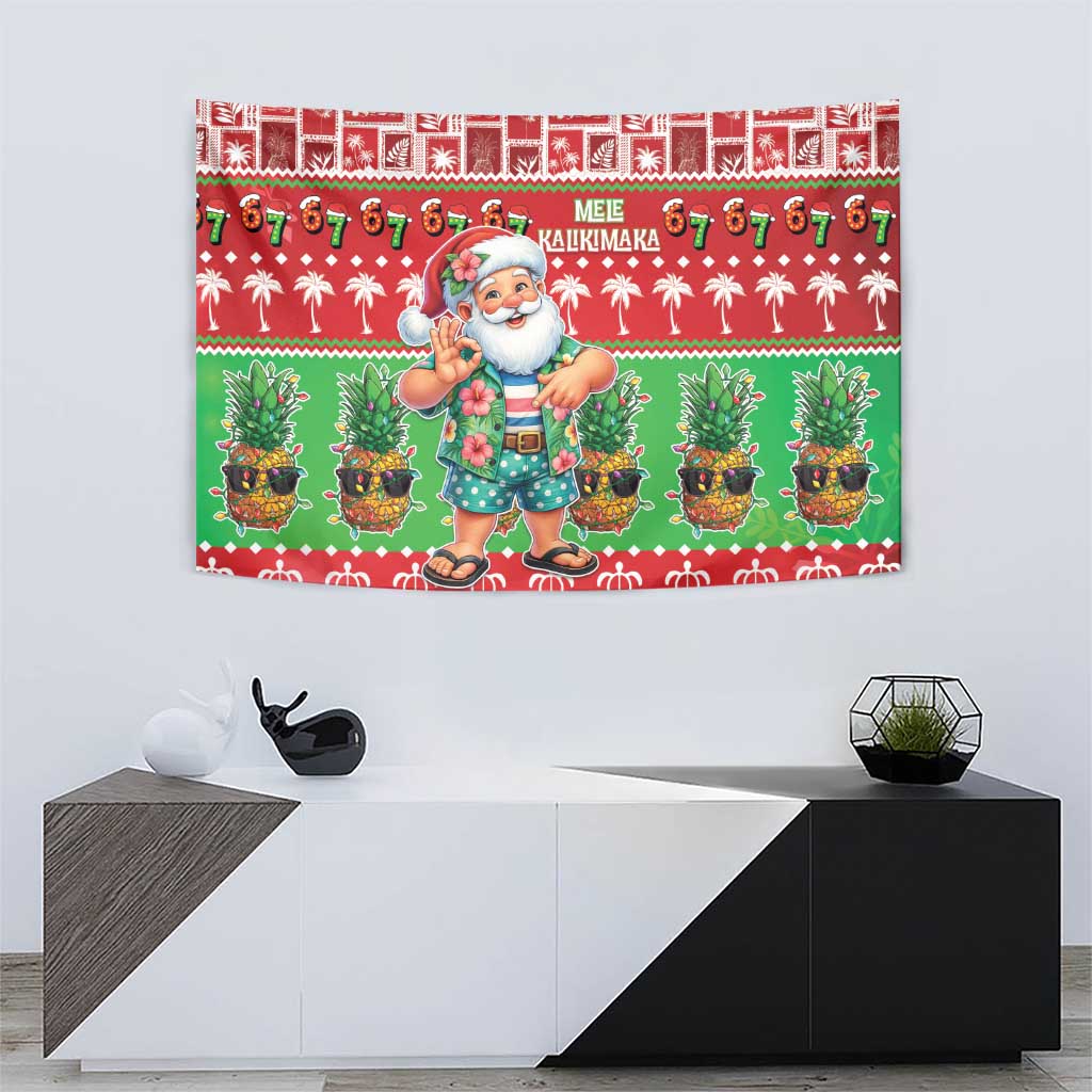 Mele Kalikimaka Hawaii Christmas Tapestry Funny Santa 67 Gen Alpha Slang - Polynesian Pride
