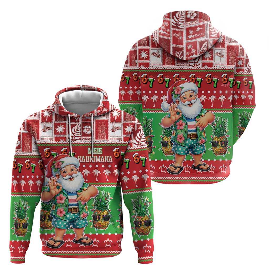 Mele Kalikimaka Hawaii Christmas Zip Hoodie Funny Santa 67 Gen Alpha Slang - Polynesian Pride