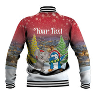 Personalised Christmas In July Baseball Jacket Funny Dabbing Dance Koala And Blue Penguins
